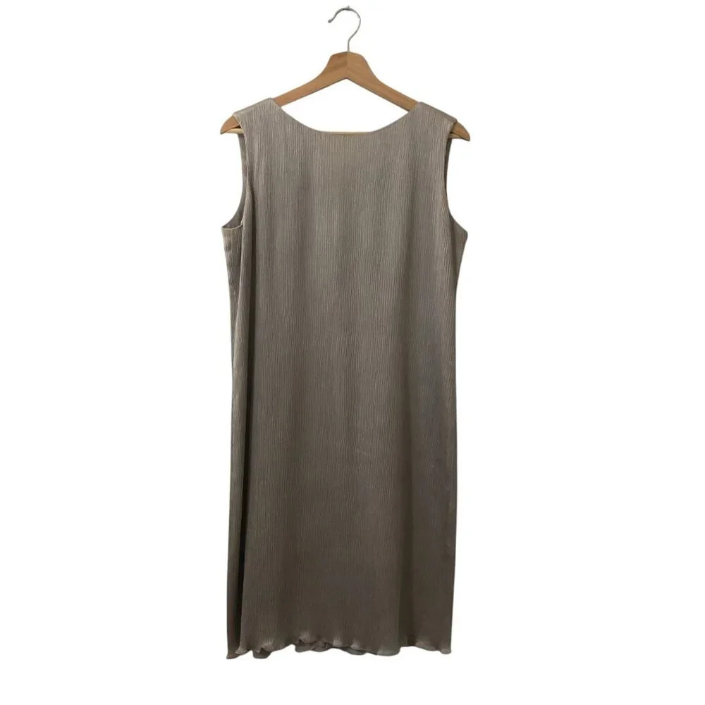 Vintage  Silk Luxe Sunny Choi Silver Sheath Sleeveless Dress Ruffle Hem Size 10